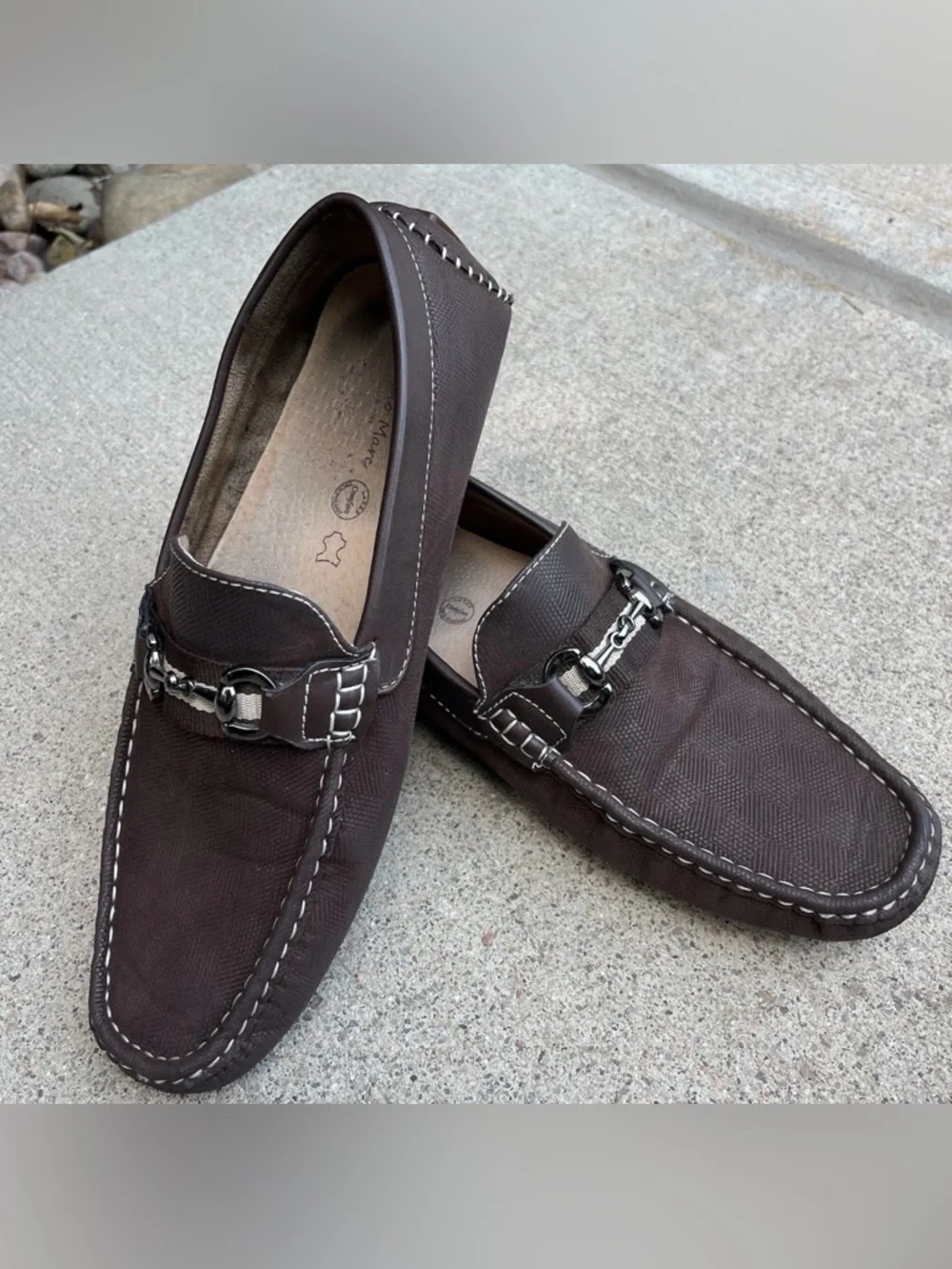 Bruno Marc Snaffle‎ Bit Micro Suede Brown Driving Loafers Santoni-03 Mens 9.5